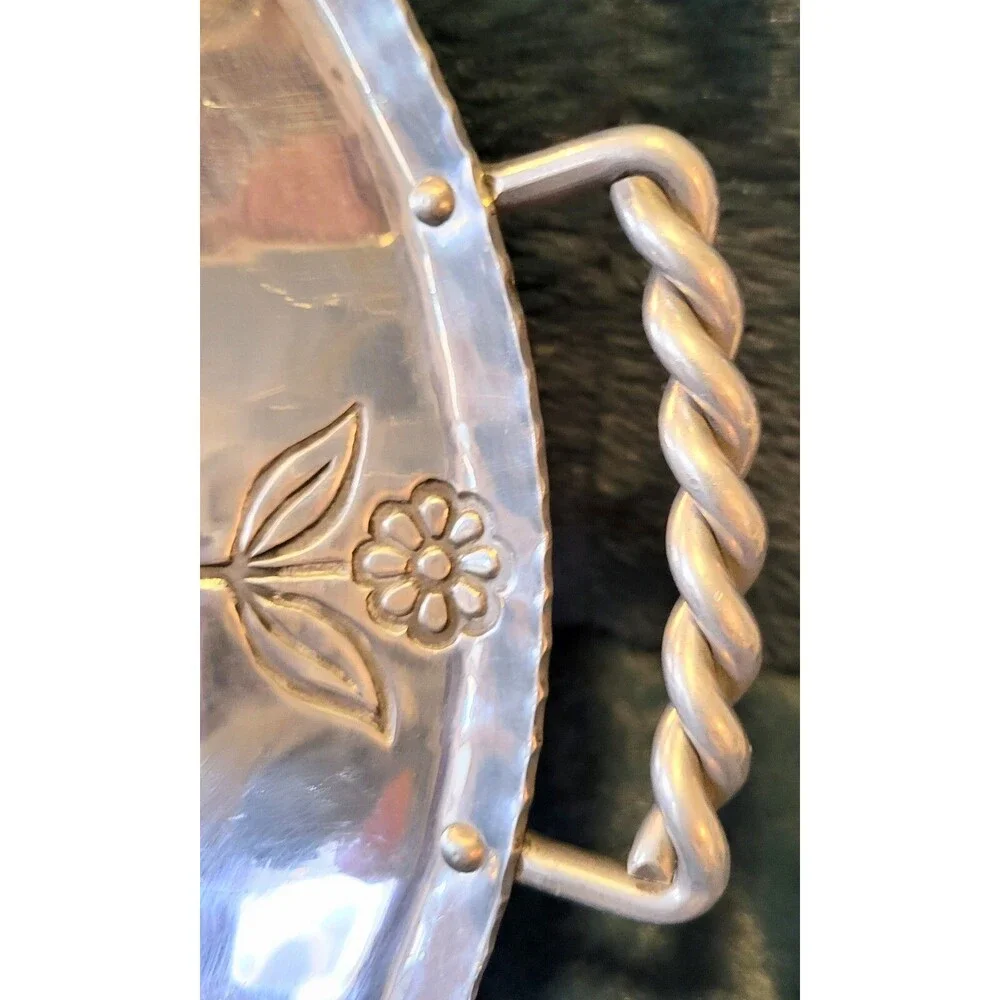 Buenilum Decorative Hammered Aluminum Tray - 1970's